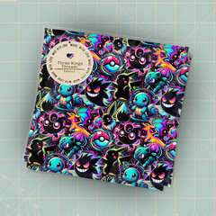 Pokemon NEON Color Cool DBP Print 1 Yard Fabric Seamless Design Approx 59×36
