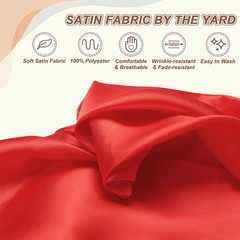 5.5 Yards 150cm Width Bright Red Satin Wedding Dresses by Yard
