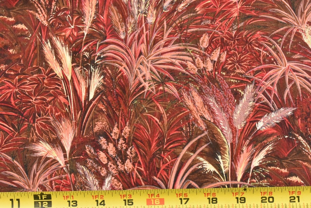 By 1/2 Yd, Rust Brown Cream Plants Cotton/Kaufman/Sampou/Nature Collection,P2927
