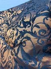 Bronze Caramel Gold & Black Damask Fabric 52” x 36” Decorative Pillow Decor