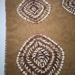 Vintage West African Bazin Riche Damask Fabric Tie Dye Brown Ochre Boho 2.4Yds
