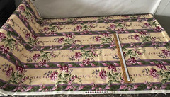 Vintage Cotton Fabric Purple Flowers strips Yellow Sew Quilt Crafts 3 yards