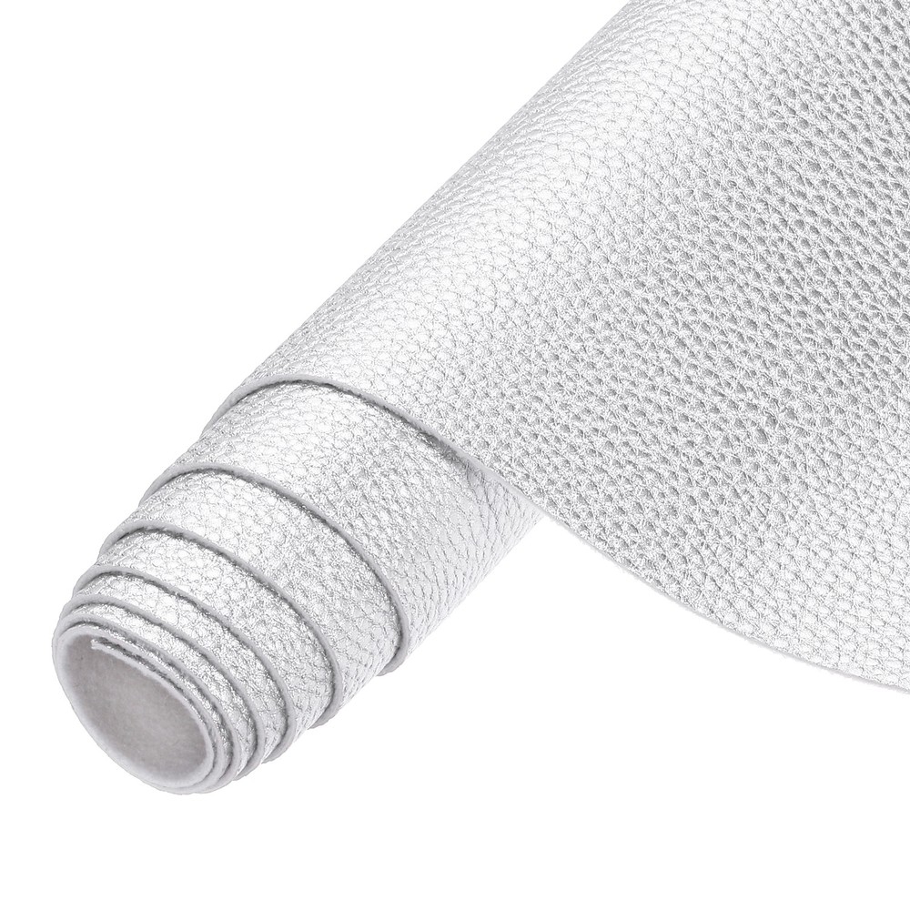 Faux Leather Fabrics, 54×36 Inch Waterproof PU Faux Leather(Silver Tone)