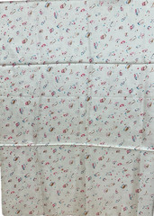 VTG Thai Silk Fabric Handwoven Creme Abstract Swirls Teal Copper Red 78 x 44