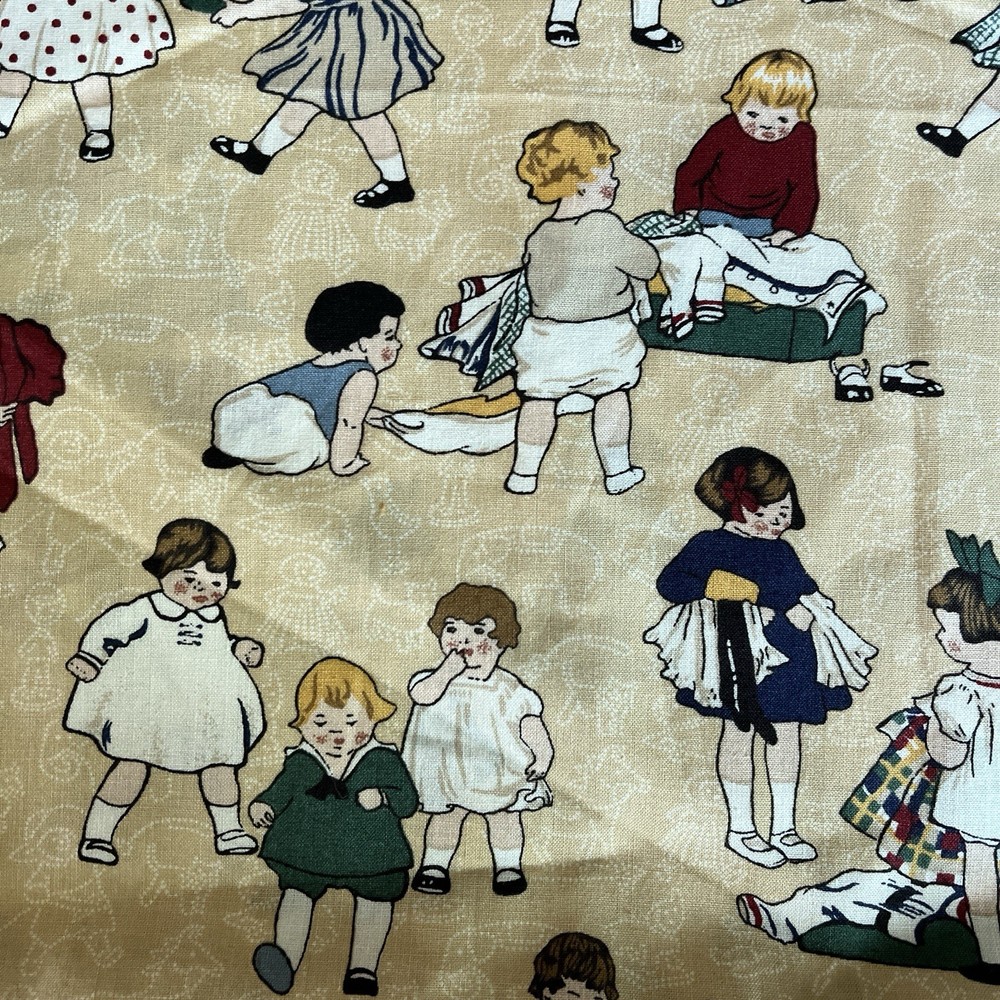 Kids Under Cover Cream Children Playing Walking Pets Thimbleberries BTY