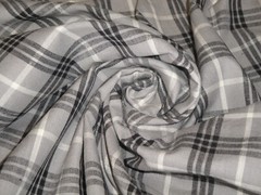 Grey Black White Large Bentley Plaid Homespun Quilt Home Decor Sewing Fabric
