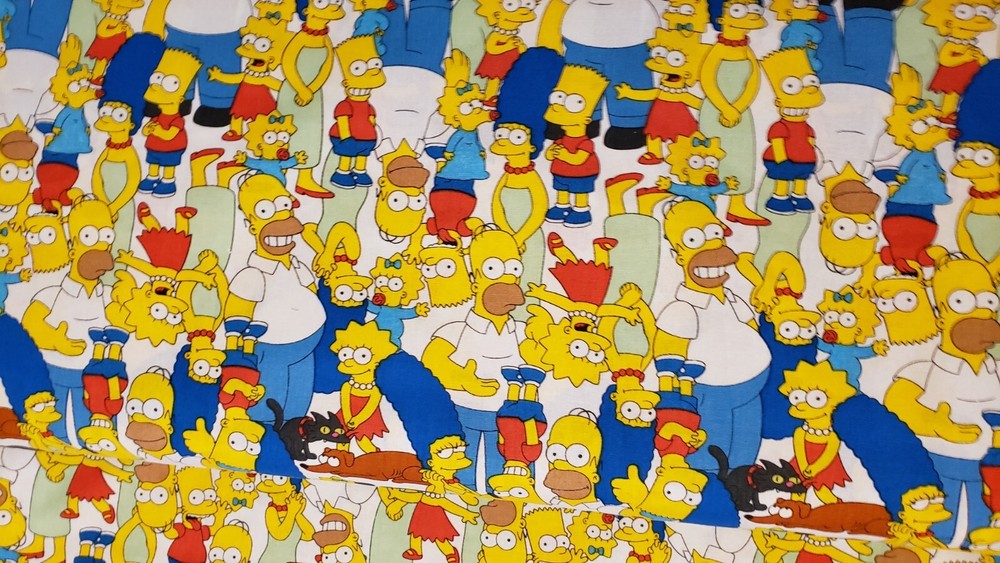 The Simpson family packed characters cotton quilting sewing fabric bhy x 44″w