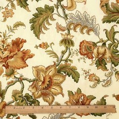 Vintage Mill Creek Floral APRICOT Cotton Drapery Curtain Pillow Fabric 1.625 YDS