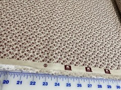 Calico Flowers Burgundy on Tan cotton Fabric per yd. Circa 1800s