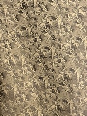 VTG Antique French Cherubs Damask Jacquard Interiors Fabric ~ Sage Olive Rare