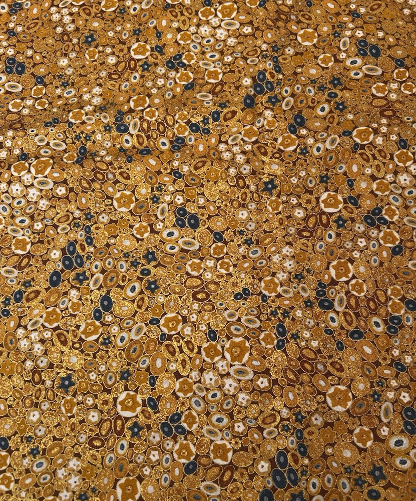 Gustav Klimt Gold Circles Robert Kaufman Fabric BTY Quilting Sewing #17183