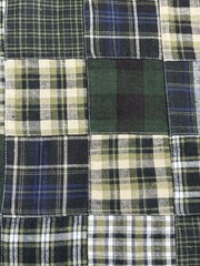 Patchwork Madras Plaid Cotton Fabric 46” X 5.5 Yards Blue Green White Black New