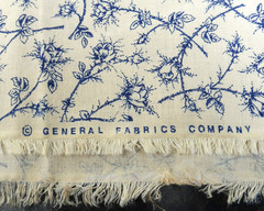 Lot Of 3 Vintage Floral Fabrics Cotton Blue Calico General Fabric Co Marcus Bros