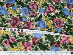 1/2 Yd “Les Jardin” Poppy Peony Pansy Flowers by Hoffman Quilt Fabric BTHY