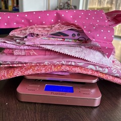 Lot Of Cotton Fabric, Shades Of Pink, Various patterns, 2 Lbs