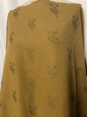 All Cotton Damask Mustard Gold Textured Floral Rose Fabric 1 Yard 16″ Long 48″ W