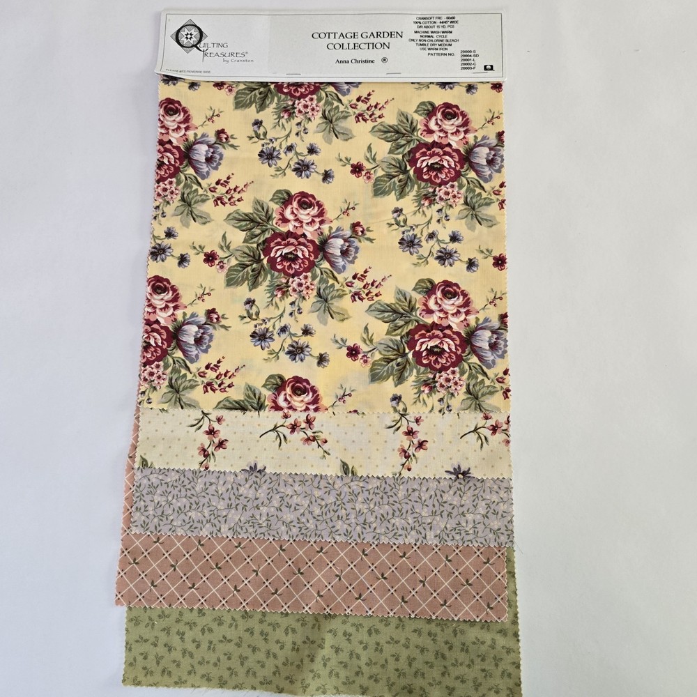 Vintage Sample Swatch Pack Quilting Treasures Cranston Fabric Cottage 11″x15-21″