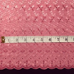 Dusty Rose Polycotton Eyelet Fabric Embroidered Floral Scalloped 40″ By The Yard