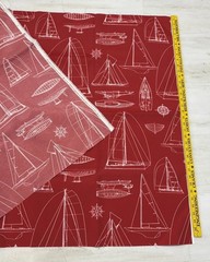 Solarium Outdoor Fabric Sailing Sailboats 1 Yard Red RichLoom Screen Print 54”