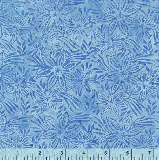 Anthology Batik Fabric | Limelight Powder Blue Tiger Floral | YARD