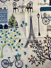 Fabric – OOP Waverly French Paris City Scene Cafe Culture Toile De Jouy Sold BTY