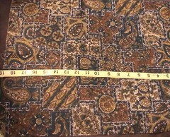 VTG 60 MCM Paisley Tiles Cheater Quilt Shades of Green Blue White Gold BTHY