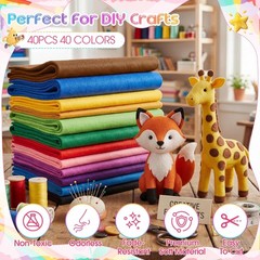40 Rolls Felt Sheets 8×35 Inch 20 Assorted Dark Colors Sewing Craft Fabric