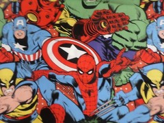 MARVEL COMIC PACK COTTON FABRIC SUPER HERO HULK CAPTAIN AMERICA 1Y X44″w