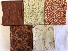 FAT QUARTER BUNDLE OF 5-100% COTTON – F232-BROWN & BEIGE