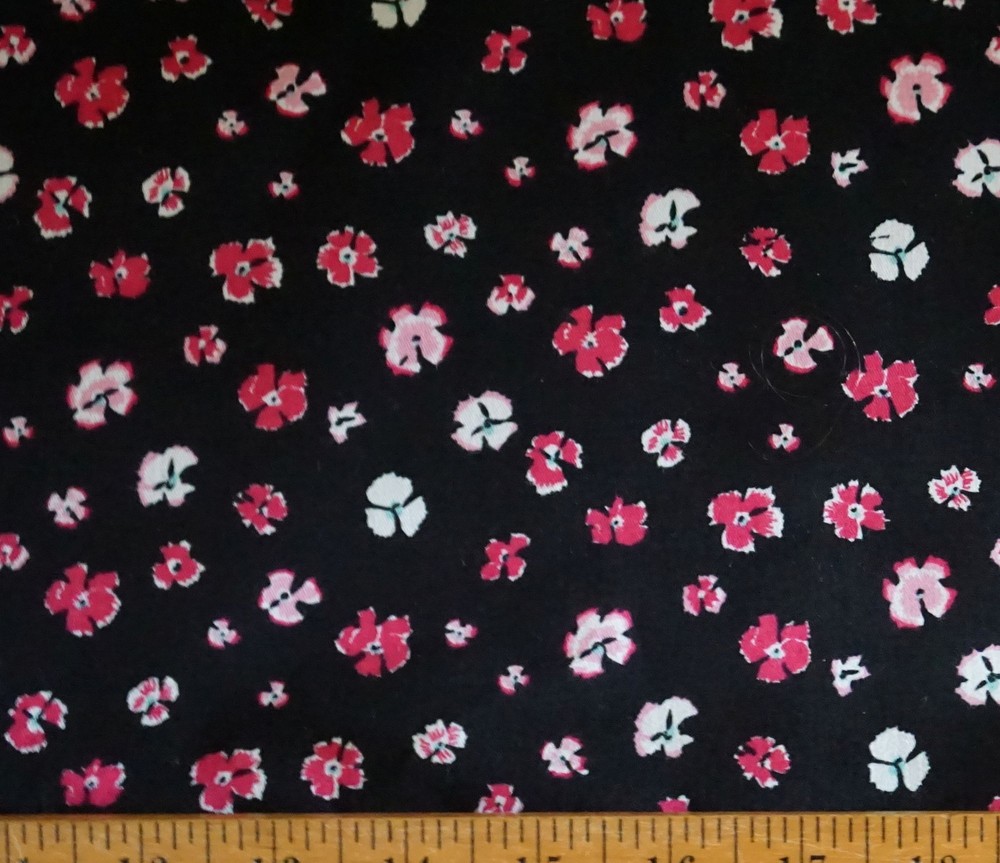 From Japan Tandler Brushed Cotton Pink Floral on Black FABRIC BTY