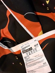 Black Cat Print, Orange Fabric, Ikea LAKEMALVA 59×118″ (150x300cm)