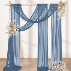 MLMW Dusty Blue Wedding Arch Draping Fabric 1 Panel 29″ X 20Ft Sheer Wedding Arc