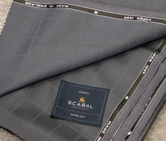 Scabal GOLDEN RIBBON Super 120’s Wool Fabric Gray Check 3.4m/ 3.7yd 240gm UK