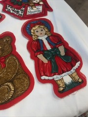 VTG Christmas Fabric Pillow Cut Out Ornaments Ready To Sew And Stuff Lot Of 10
