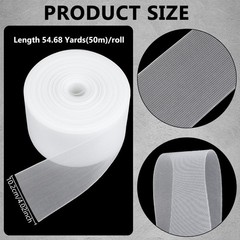54.6 Yards Translucent Drapery Buckram, 4 Inch Close-Meshed White Heading Tap…