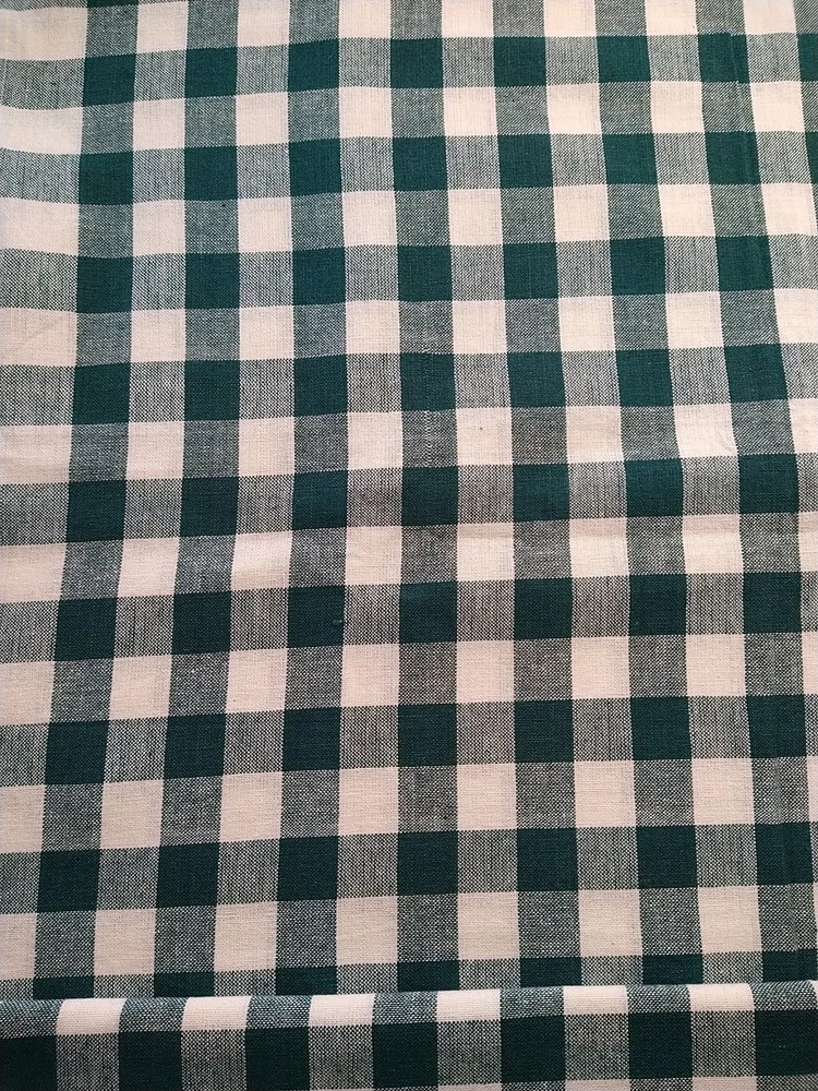 Dark Green Gingham 1″ Check Fabric Cotton Home Dec Tablecloth Weight 17″ x 56″