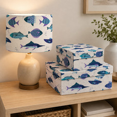 Kokka – Japanese Fabric – Fish – Lightweight Cotton Linen Canvas
