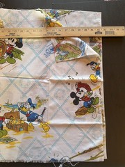 VINTAGE Walt Disney FABRIC Remnants S.S. Mickey Mouse Donald Duck Treasure 1981