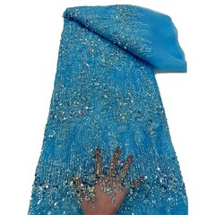 Beads Sequins Embroidery Lace Fabric Mesh Tulle DIY Sewing Wedding Party Dress