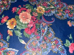 By 1/2 Yd Vintage Floral Paisley Amaryllis Lily on Blue BTHY Cotton Quilt Fabric