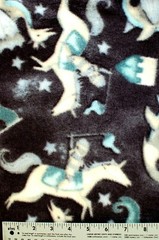 BTY*HOLIDAY*KNIGHTS/UNICORNS*FLYING DRAGONS ON NAVY FLEECE FABRIC 1 YD 60X36″