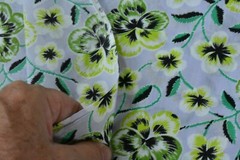 By 1/2 Yd, Vintage 1970, Green Floral on Lavender Lt-Weight Cotton/Klopman,P5086