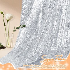 Vonty Sequin Fabric by The Yard – 1 Yard Silver Sequin Fabric, Glitter Fabric Sp