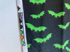 Halloween Bat Fabric Remnant Lot 3 Pc Glitter Neon Green Purple Cotton Gothic