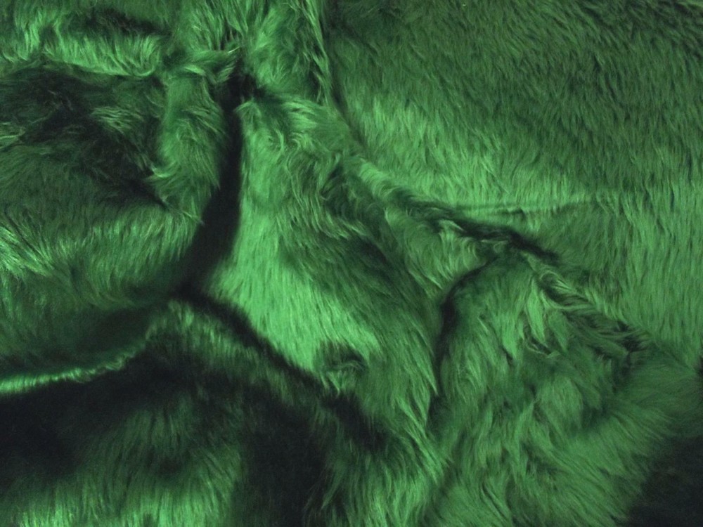 Plain Fun Faux Fur Fabric Material – BOTTLE GREEN
