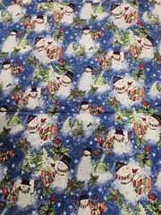 Lot of 3 Yards Winter Skies Snowman Cotton Fabric