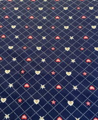 Navy w/stars & Hearts Fabric by the Fat Eighth, 8” x 25”, Cotton