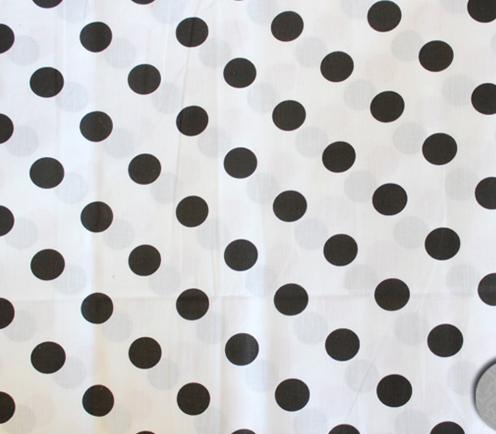 Polycotton Fabric Printed Polka DOTS Black White 60 Inches, Original Version