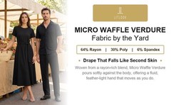Micro Waffle Verdure Fabric by the Yard 4-Way Stretch Rayon Knit 330 GSM 58