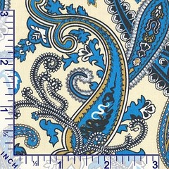 Quilting, Lining & Dressmaking Fabric Vintage Boho Blue Beige Paisley Printed